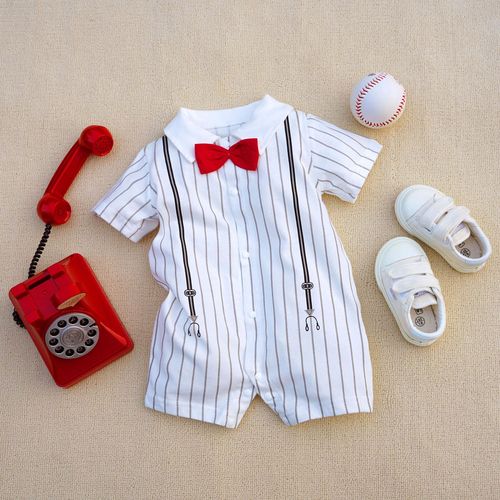 new style *Cotton boxer gentleman collared short-sleeved jumpsuit 3-18M