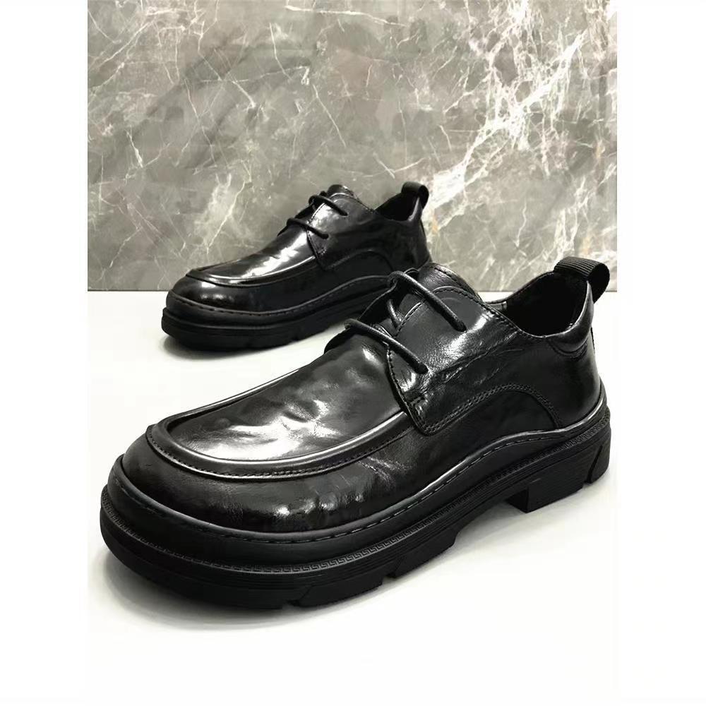 Leder im Winter, plüschig warm, echtes Leder, hoch geschnittenes britisches Herren-Rindsleder, dicke Sohle, rutschfest und vielseitig_voghion.com