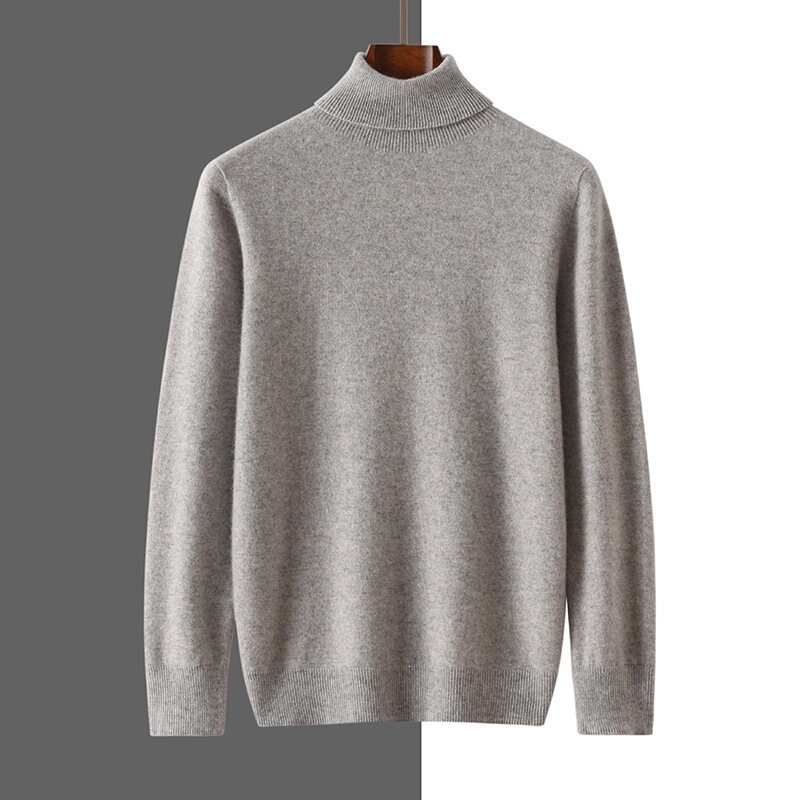 Knitted versatile long-sleeve warm pullover, new autumn and winter base shirt, collared men's cashmere sweater, large size, comfortable
