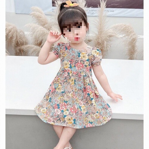 Baby girl floral dress 2025 new girl's online celebrity foreign style princess dress girls summer dress Korean cotton