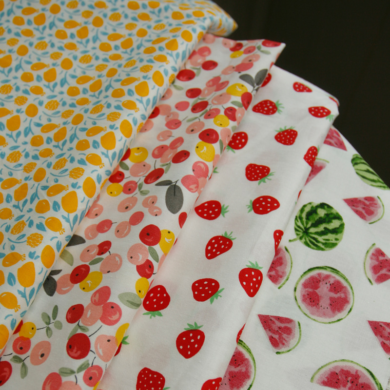 PopoHouse西瓜樱桃草莓水果斜纹棉布料连衣裙服装发饰手工diy