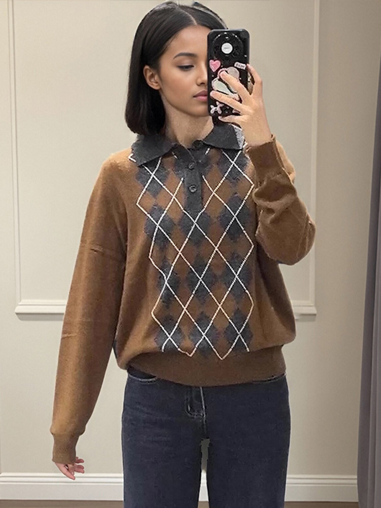 Diseño de moda color de choque corto impresión jersey jersey suéter de cabeza para mujeres 2025 otoño nuevo estilo transfronterizo europeo y americano
