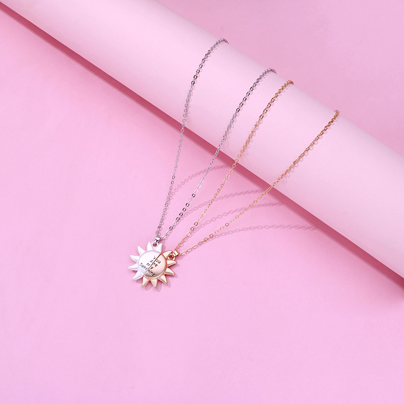 Plating Design Casual Simple Style Sun Alloy Plating Valentine's Day Couple Pendant Necklace