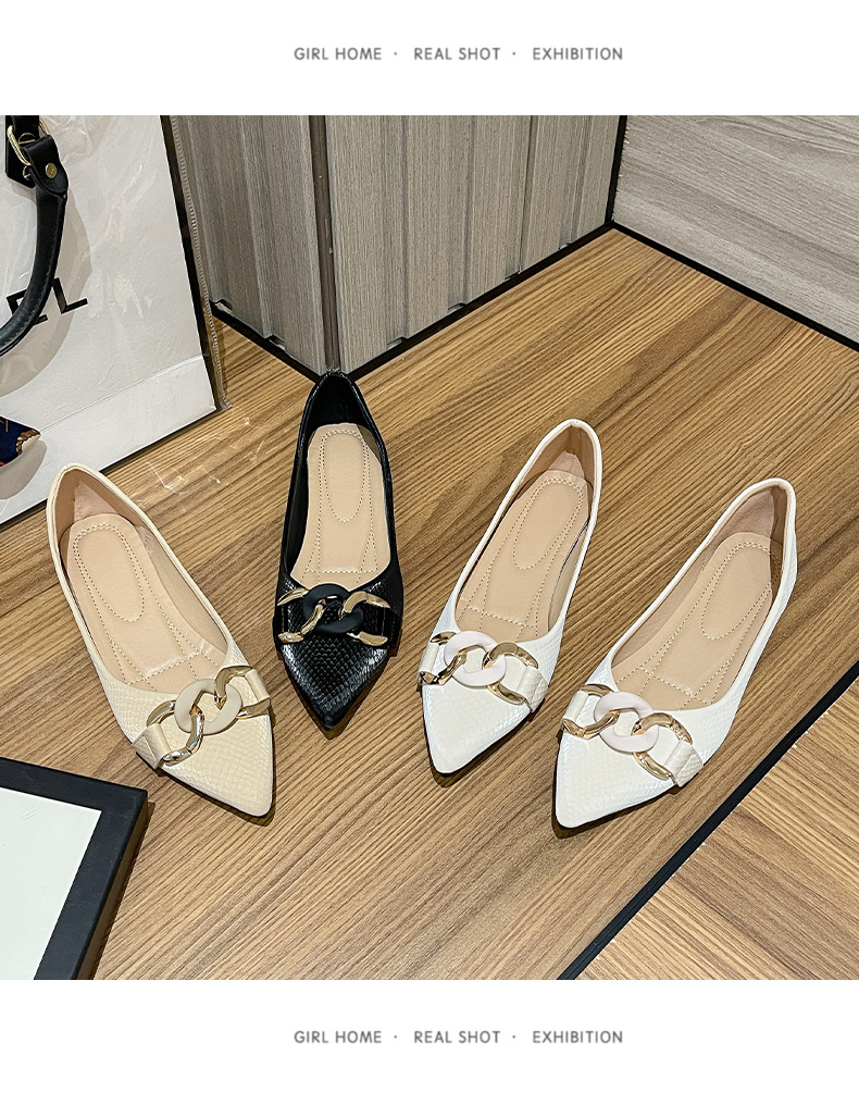 Women's Elegant Solid Color Point Toe Flats display picture 7