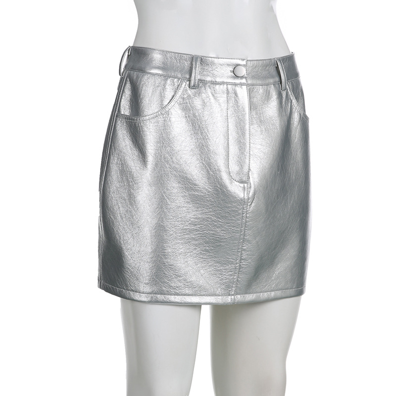 Women's Short Skirt Leather Basic Solid A-line Half Body Wrap Hip