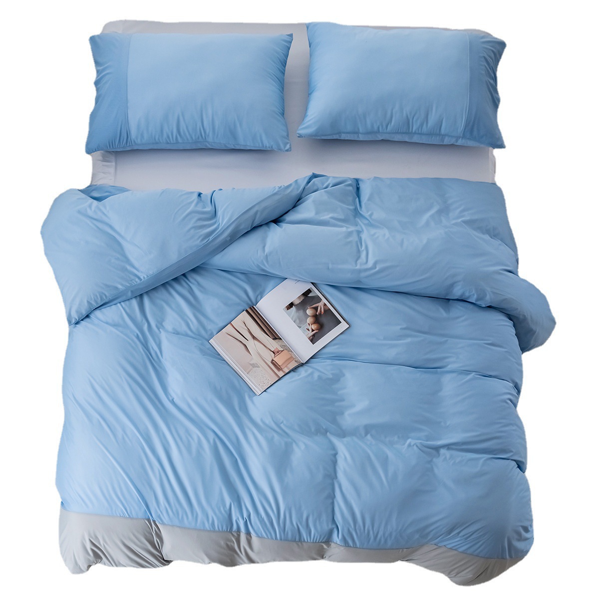 亚马逊夏季新品出口跨境床上用品冰丝凉感三件套被套套件