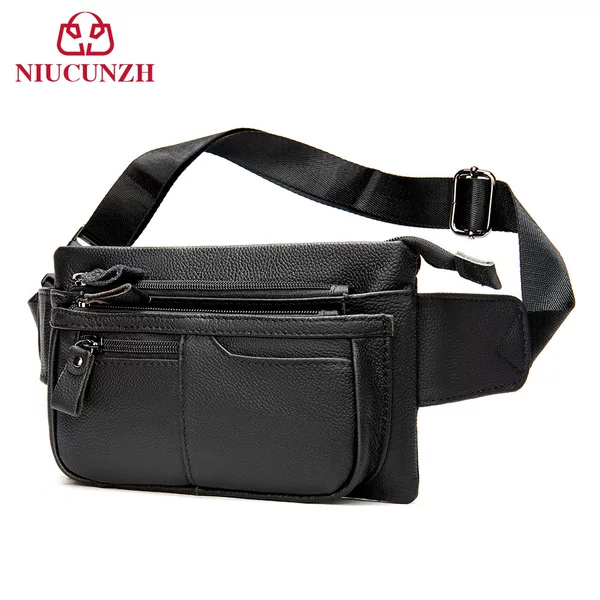 Cross-border leisure fashion leather waist bag men's cowhide messenger bag men's first layer cowhide chest bag waist bag wholesale
