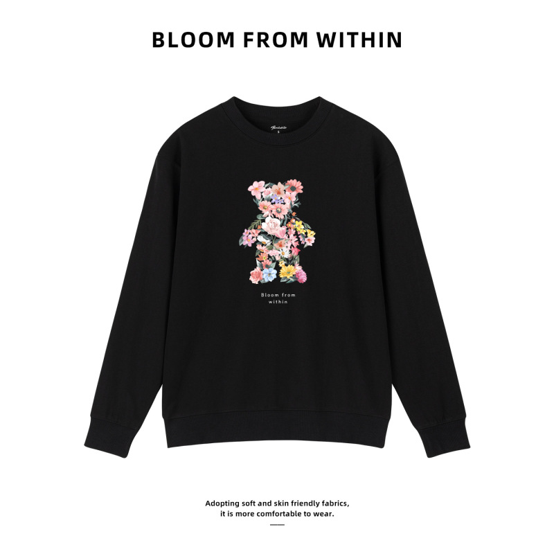 Long-Sleeved Sweatshirt for Spring and Autumn, Drop-Shoulder Style, Couple's Version, Cute Bear Design, Custom Logo, Direct Sales from the Source, Cheap 71