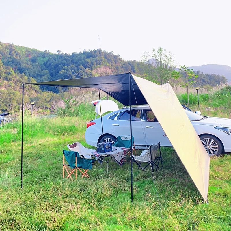 Outdoor exposure full shading black glue car edge canopy side car tail canopy tent self-driving travel car awning windproof