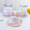 Female baby Lace Fisherman hat Korean Edition Spring and summer children ventilation lovely Broken flowers Rabbit Ears Visor Mesh Bucket hats