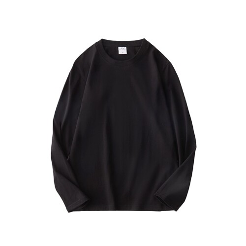 Pure Color Heavyweight Cotton White Long-Sleeve T-Shirt for Men and Women Loose Round Neck Basic Bottom Shirt Top Autumn Clothes