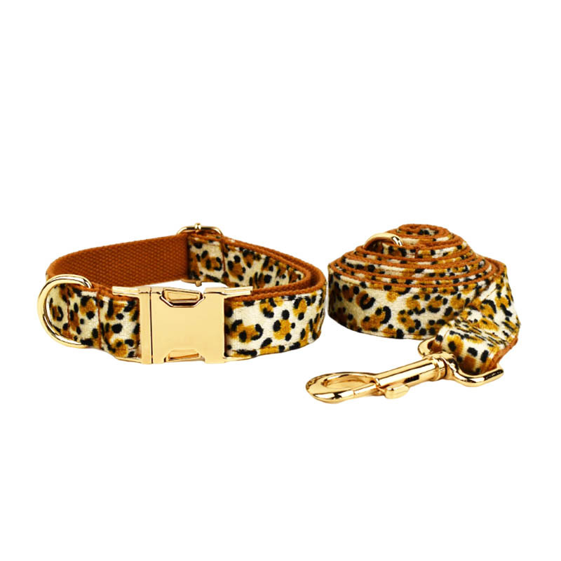 Leine Haustier Halsband Deep Bottom Leopard Print Hundehalsband Engravable_voghion.com