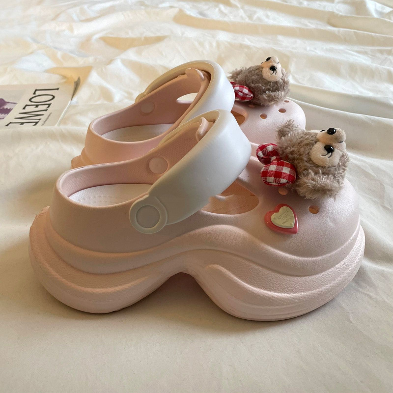 Cute Poop-Stepping Feeling Shirley Rose Non-Slip Thick-Soled Clogs for Women 2025 Spring New Outer Wear Color-Blocked Toe Slippers