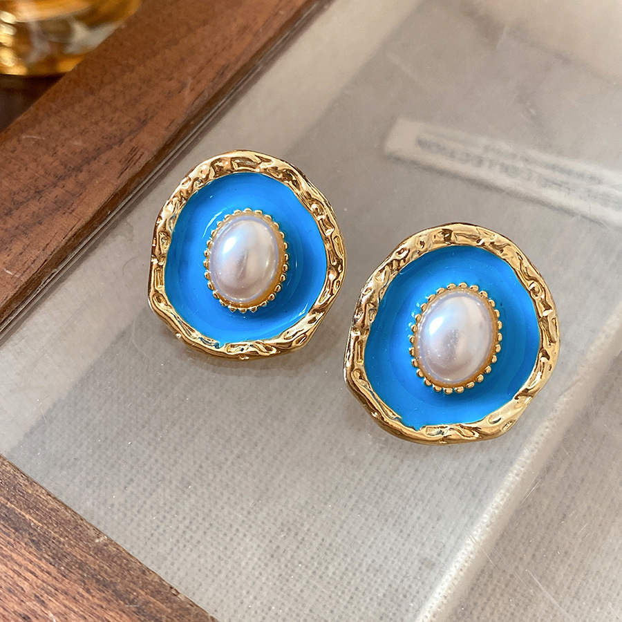 Flores azules vintage medievales pendientes de goteo de aceite ligero lujo alta sensación de joyería Yiwu fábrica al por mayor image 10