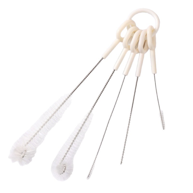 Cepillo de copa cinco en uno multifuncional Cepillo de pajita de mango largo Cepillo de lavado de copa Cepillo de biberón