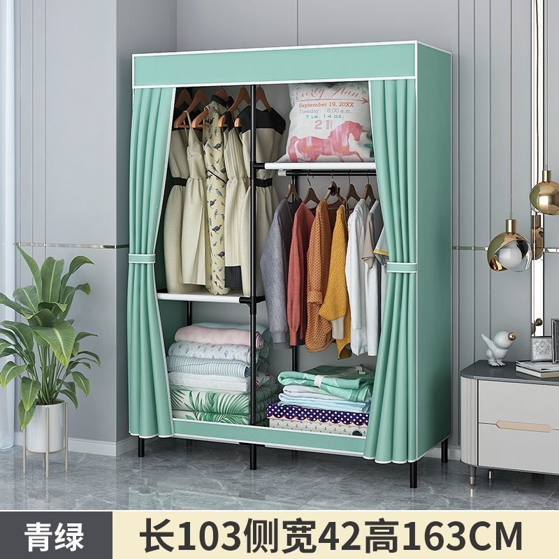 Fábrica directa simple armario dormitorio doméstico duradero ensamblaje armario de tela dormitorio alquiler de vivienda estante de piso pequeño