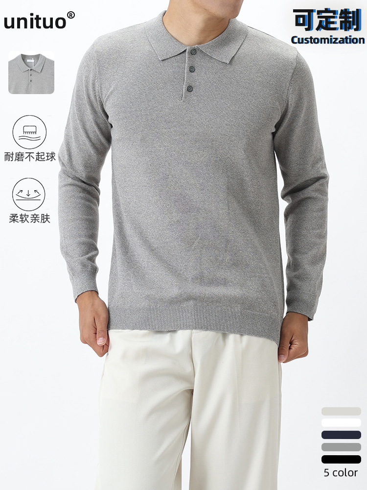 Comercio exterior ropa de hombre transfronteriza hombre suéter de punto de alta gama para hombres negocios ocio universal polo polo de manga larga polo