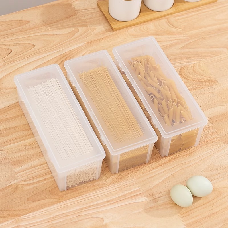 麺収納ボックス長方形プラスチック冷蔵庫キッチン食品グレードの密封ボックス蓋付き鮮度保持ボックスシリアルヌードルボックス|undefined