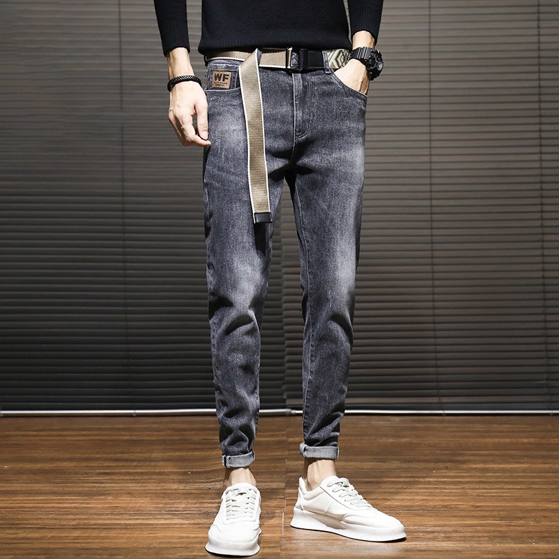 Pantalones denim simples, nuevo temperamento perezoso, estilo recto, moda de moda de Harajuku, literatura y arte.