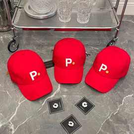 bigbang权志龙GD同款pmo雏菊红色鸭舌帽男女夏季新款INS太阳帽子