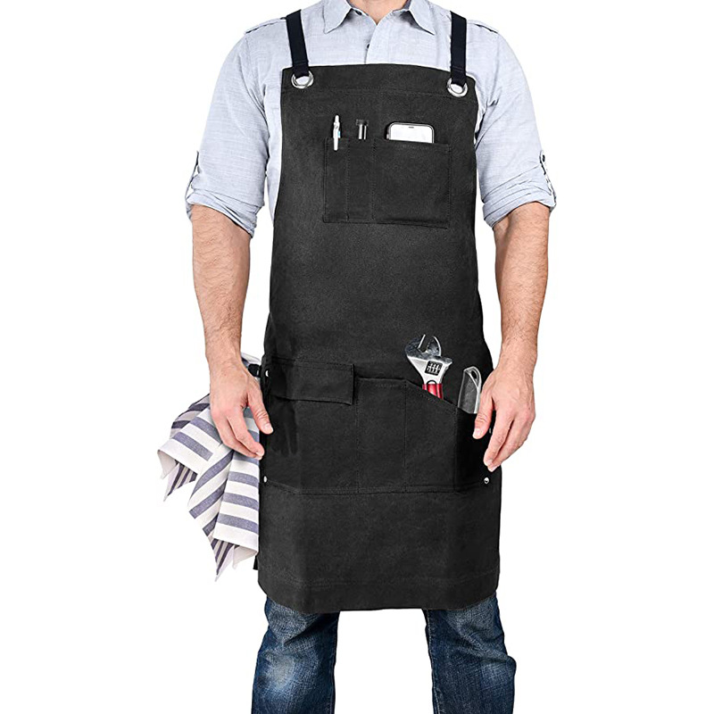 Comercio exterior delantal de lona gruesa logotipo personalizado multi-bolsillo carpintería electricista panadero ropa de trabajo jardinería delantal al por mayor