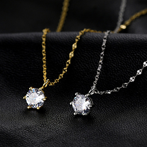 Japanese and Korean Minimalist Accessory Fashion Single Diamond Pendant Necklace for Women, Clavicle Chain  New Ins Simple and Elegant