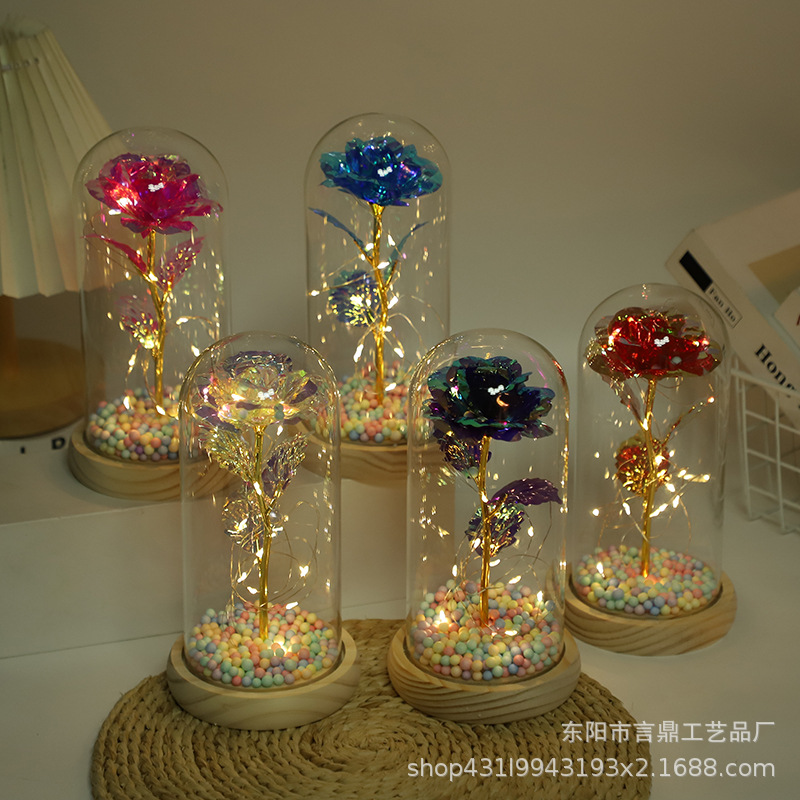 Glass Lampshade Eternal Rose LED Lighted Gold Foil Flower Decoration Birthday Gift 520 Love Declaration Amazon