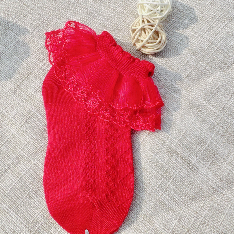 Calcetines de encaje para niños niñas transpirable primavera y otoño verano malla rayas encaje princesa calcetines cortos bebé blanco danza
