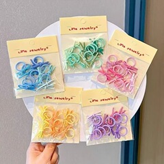 2025新型布芸グラデーション色の蝶結びのヘアピンの高弾力性の皮筋は子供の親指のヘアピンを傷つけません。