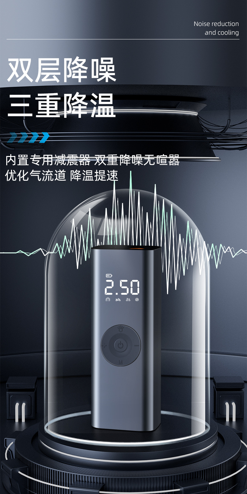 Cross-Border Supply of Wireless Lithium Battery Air Pumps, Portable Digital Display Pressure Measurement Fast Charging Air Pump, Dual-Use for Car and Electric Devices, Wholesale in Stock