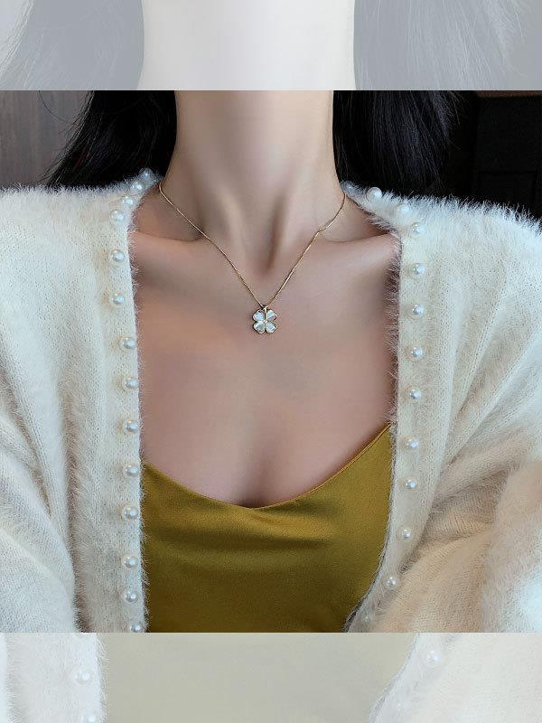 Halskette Damen Titan Stahl Mode Schlüsselbein Kette Licht Luxus Kleines Design Hohes Gefühl der Vielseitigkeit Spicy Girls Halskette_voghion.com