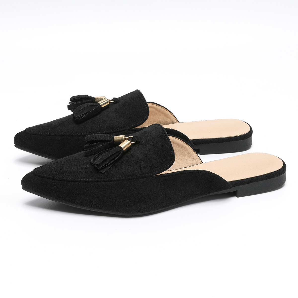 Grenzüberschreitender Naher Osten-Stil Sommer lässiger Stil neue Mode einzelne Schuhe spitz flache Unterseite Baotou große Quaste Außenhandel Großhandel_voghion.com