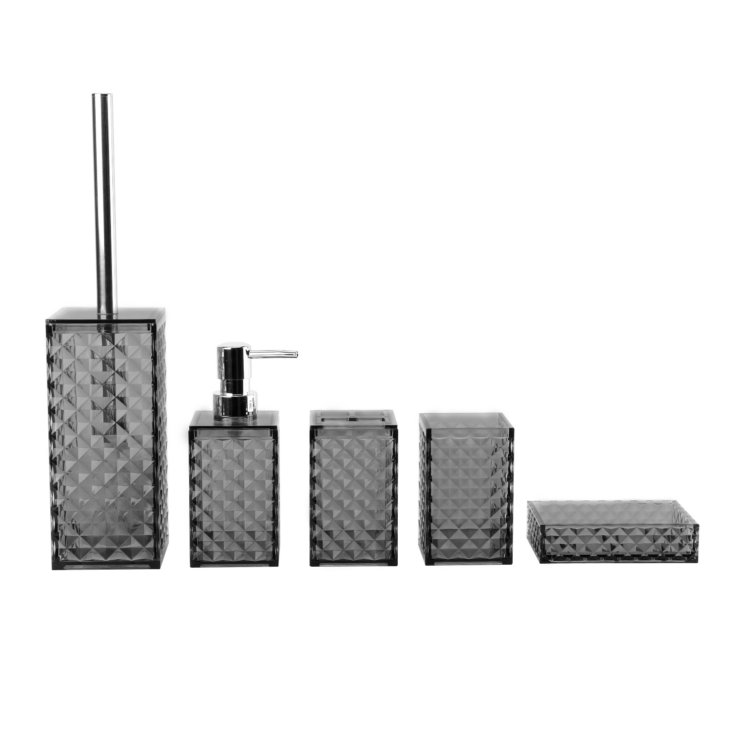 Cuarto de baño de plástico de cinco piezas redondo corrugado fábrica al por mayor de lavado de cinco piezas de baño enjuague bucal cepillo de dientes Copa conjunto de cinco piezas