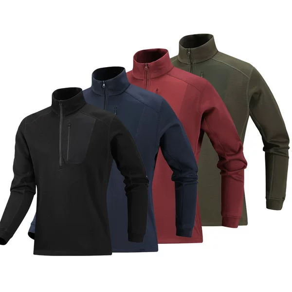 Niaojia Spring and Autumn Stand Collar Half-Zip Sweatshirt for Men, Outdoor Cycling Wear, Sports Casual Sweatshirt, Long Sleeve Base Shirt