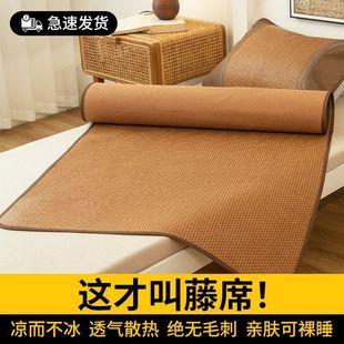 Rattan Mat Floor Mat + Mosquito Net Tatami Mattress for Sleeping on the Floor, Soft, Comfortable and Breathable Household Ice Rattan Mat Cushion