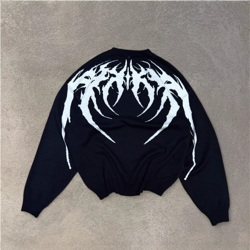 Suéter suelto de calle europeo y americano cuello redondo casual otoño e invierno cálido hip-hop suéter de punto oscuro hombre Amazon