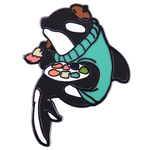 Killer Whale Painter Enamel Brooch Creative Art Badge Fashion Backpack Decoration Collar Pin