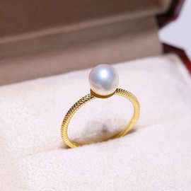 diy配件 S925纯银精致百搭珍珠戒指空托银饰 手工指环戒托半成品