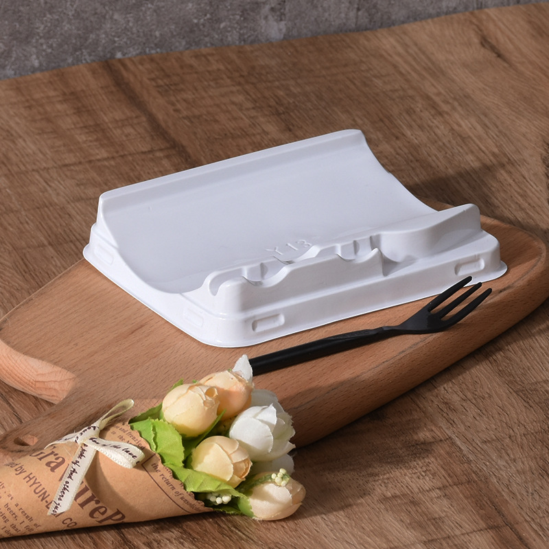 Hilo de carne seca rollo de pastel caja de embalaje con tenedor transparente PET yema de huevo crujiente hojaldre galleta toalla rollo pastelería hornear caja