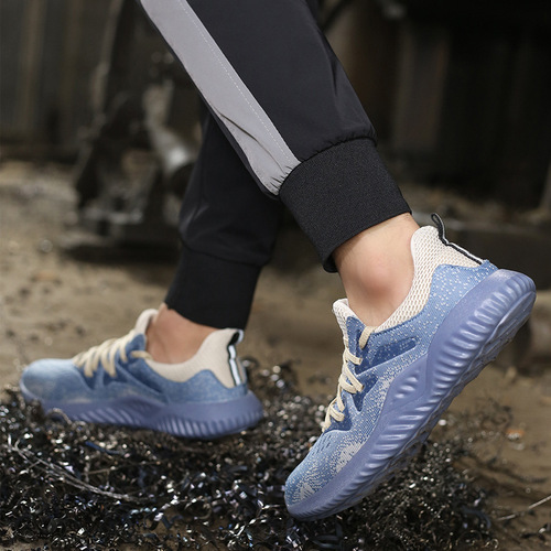 Cross-border labor safety shoes with steel toe cap, anti-puncture and anti-impact, lightweight and fashionable safety protective work shoes.