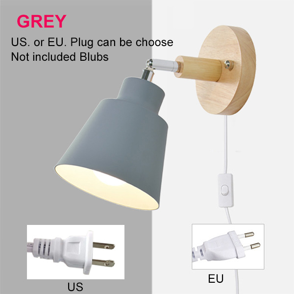 Transfronterizo exclusivo moderno simple DIY macaron lámpara de pared de noche arte de madera con interruptor de enchufe lámparas decorativas Nórdicas