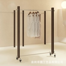 服装店展示衣架落地立式直播间陈列架木头元素新款中岛架网红货架