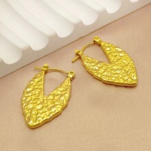 法式复古高级感肌理夸张不锈钢镀金熔岩耳环耳饰女式爱心元素