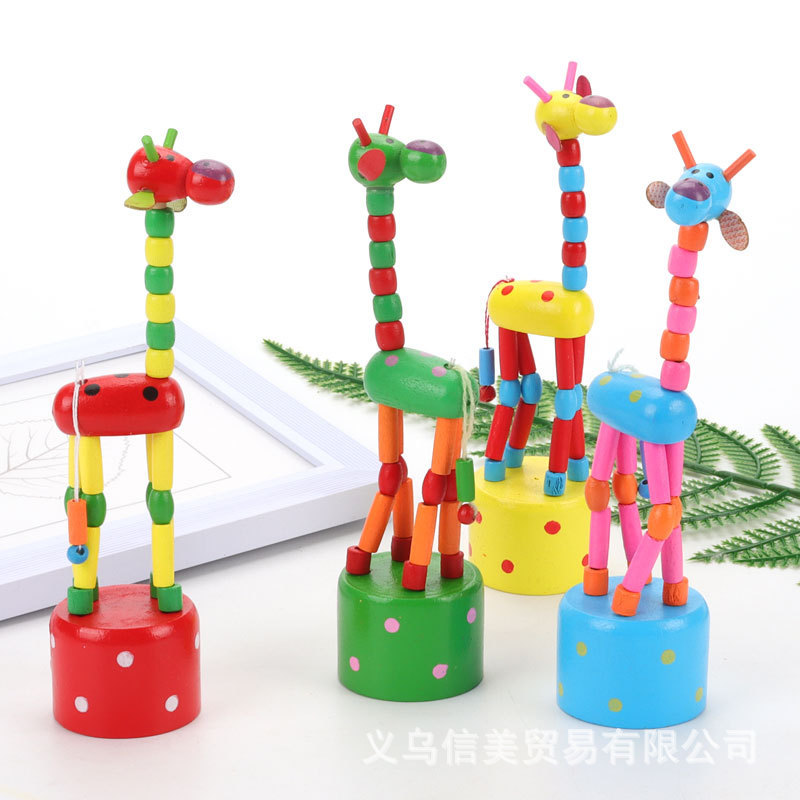 Giraffe Puppet swing wooden  animal finger doll Doll Toys Mini lovely dance animal