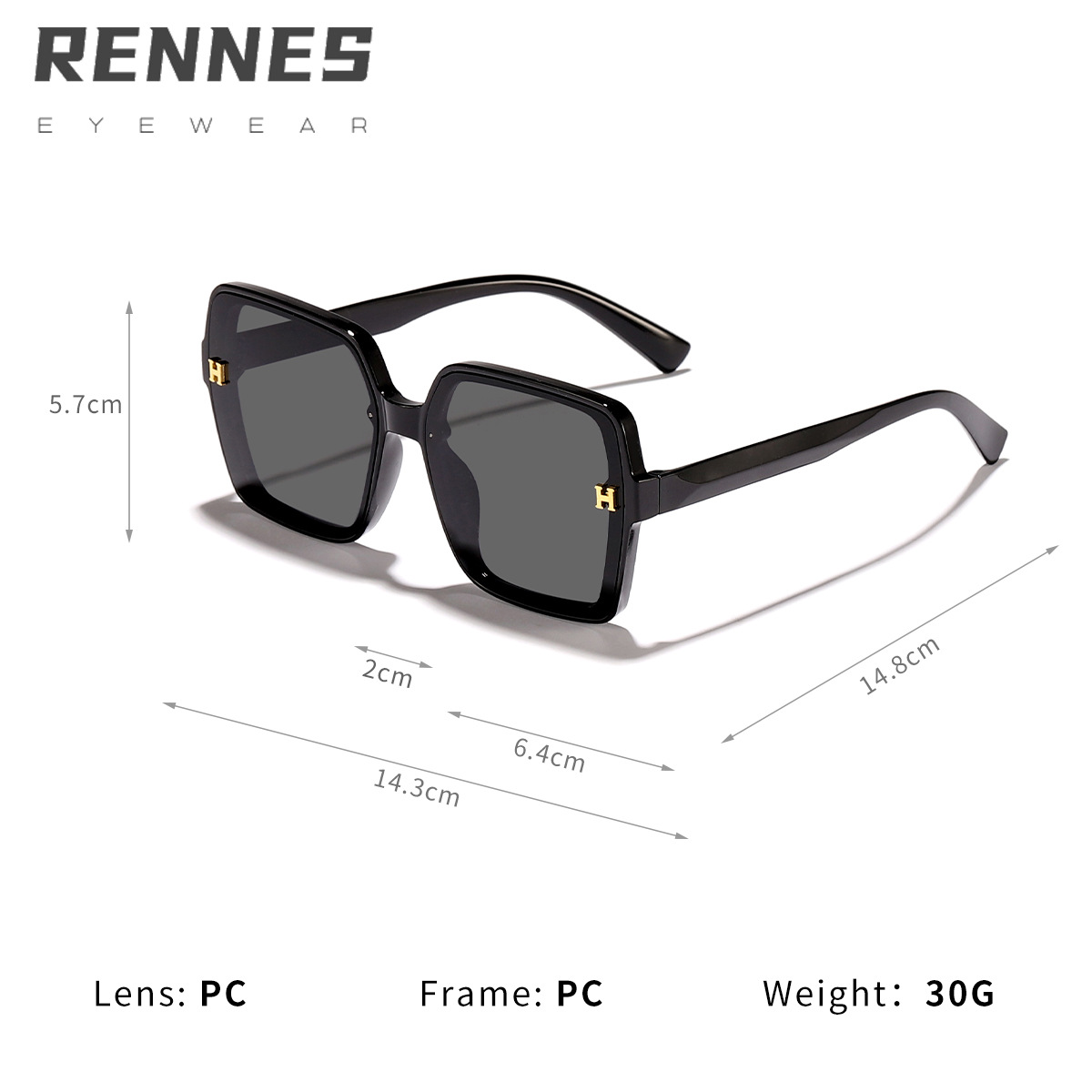 2024 nuevas gafas de sol anti-ultravioleta de marco generoso retro, accesorios de letras de sentido avanzado, gafas de sol imprescindibles para disparos callejeros de moda