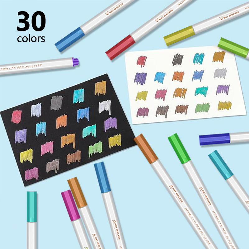 Color blando acrílico marcador de cabeza rápida secado impermeable pintura de estudiantes de arte DIY bolígrafo de pintura metálica