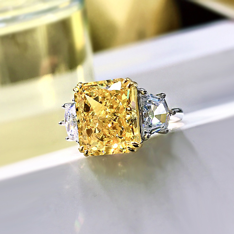 10g Weight High Carbon Diamond Inlay Material 925 Sterling Silver Inlay Square High Carbon Diamond Rings