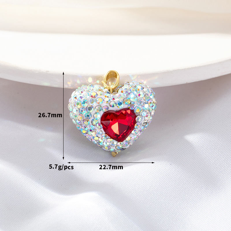 Simple Style Heart Shape Copper Plating Inlay Zircon Charms display picture 1