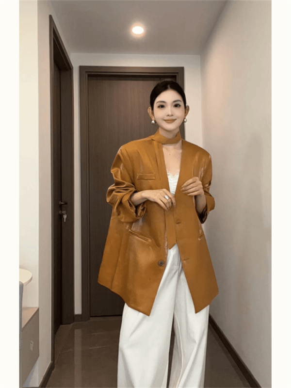 韩系复古飘带西装外套女2025秋季感新款西服超好看大衣潮百搭时尚|undefined