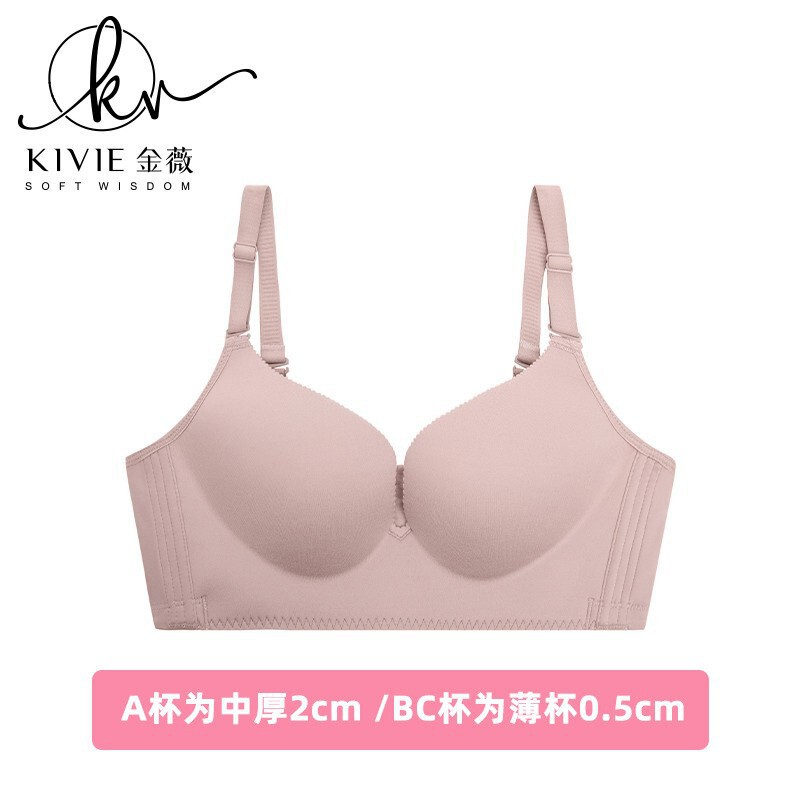 Kivie Jinvwei Wireless Bra for Women, Small Bust Gathered Bra with Side Support, Flagship Store Rabbit Ear Cup Cotton